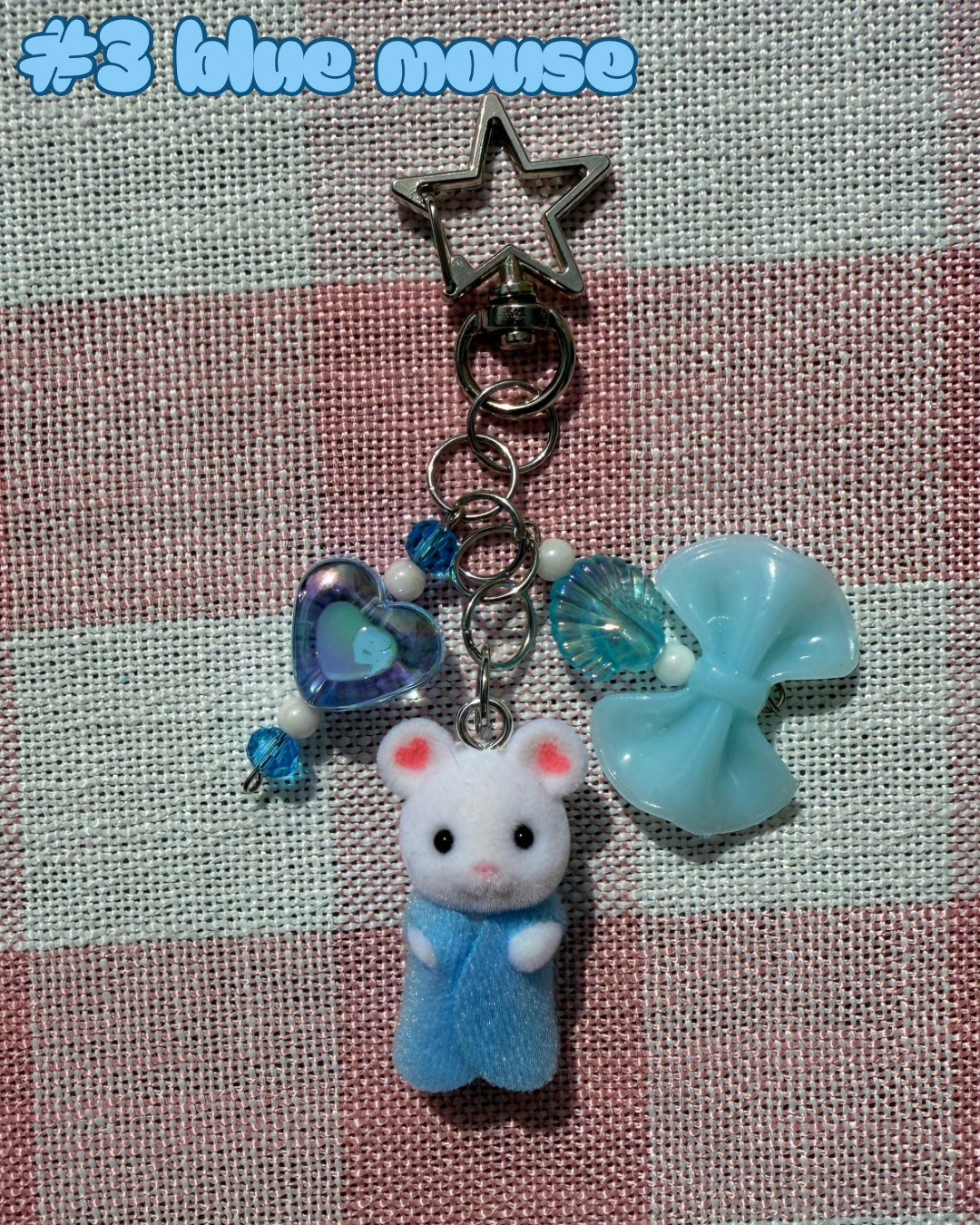 Silly cat and mouse calico keychains !!