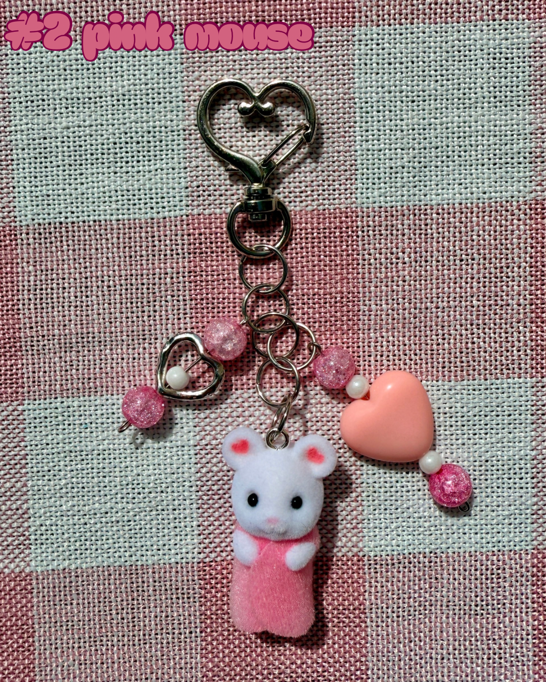 Silly cat and mouse calico keychains !!