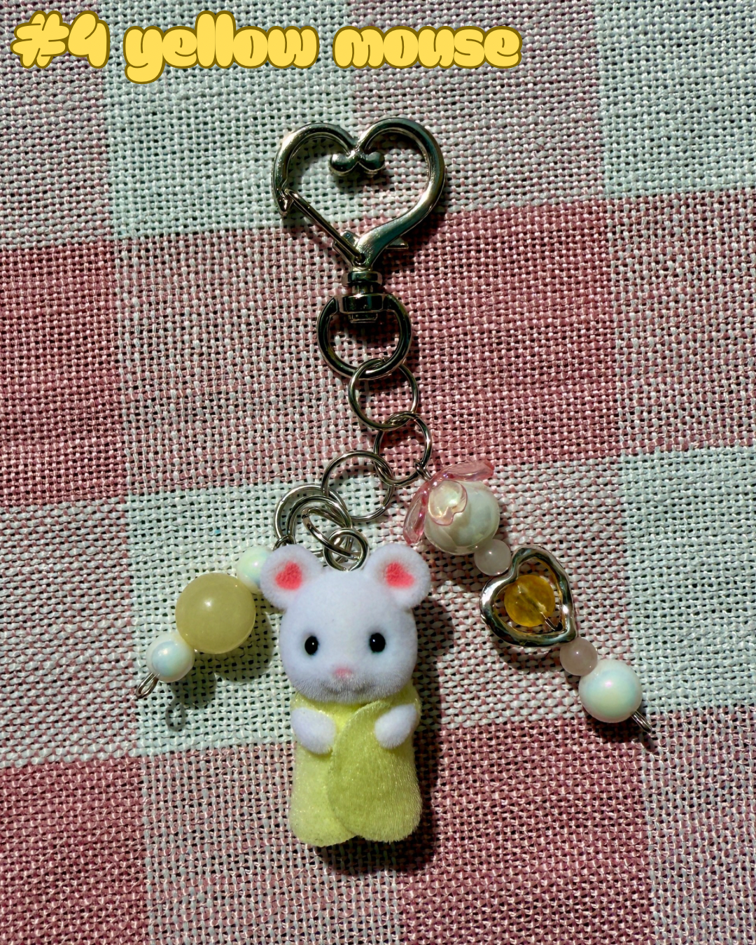 Silly cat and mouse calico keychains !!